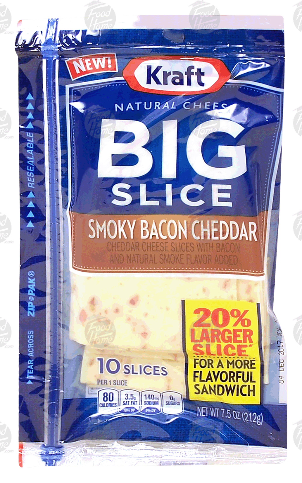 Kraft Big Slice smoky bacon cheddar sliced cheese, 10-count Full-Size Picture